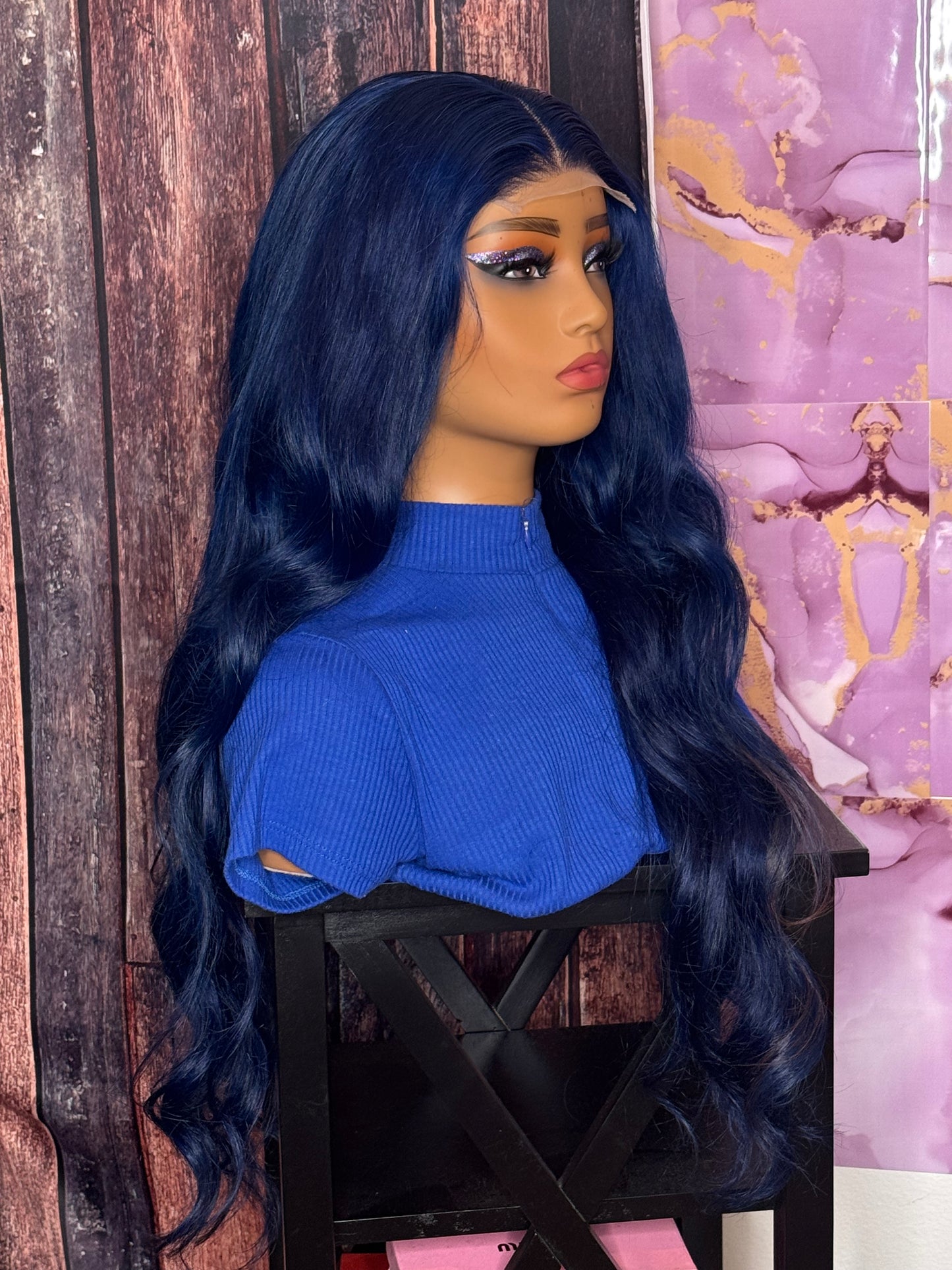 Blue wig 5x5 closure