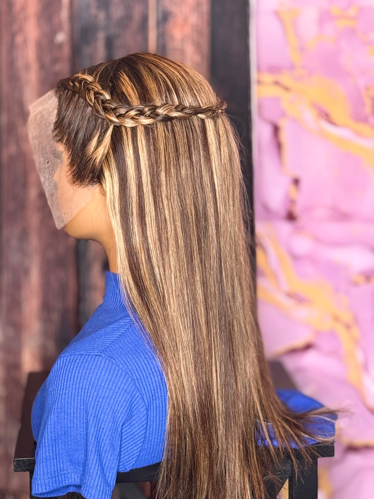 Straight highlight wig